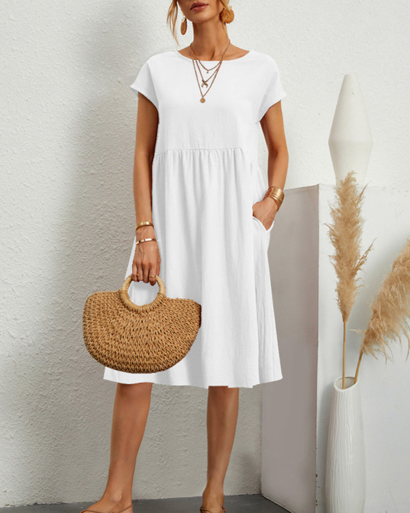 Vestido Suelto con Cuello Redondo