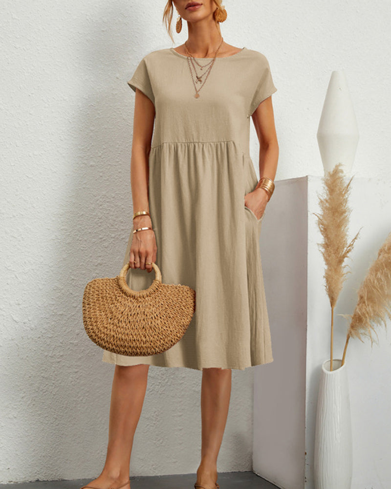 Vestido Suelto con Cuello Redondo