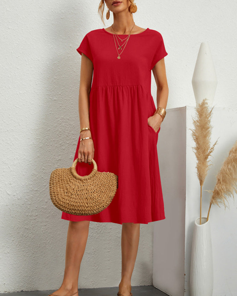 Vestido Suelto con Cuello Redondo