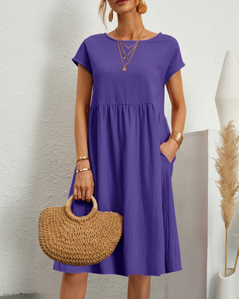 Vestido Suelto con Cuello Redondo