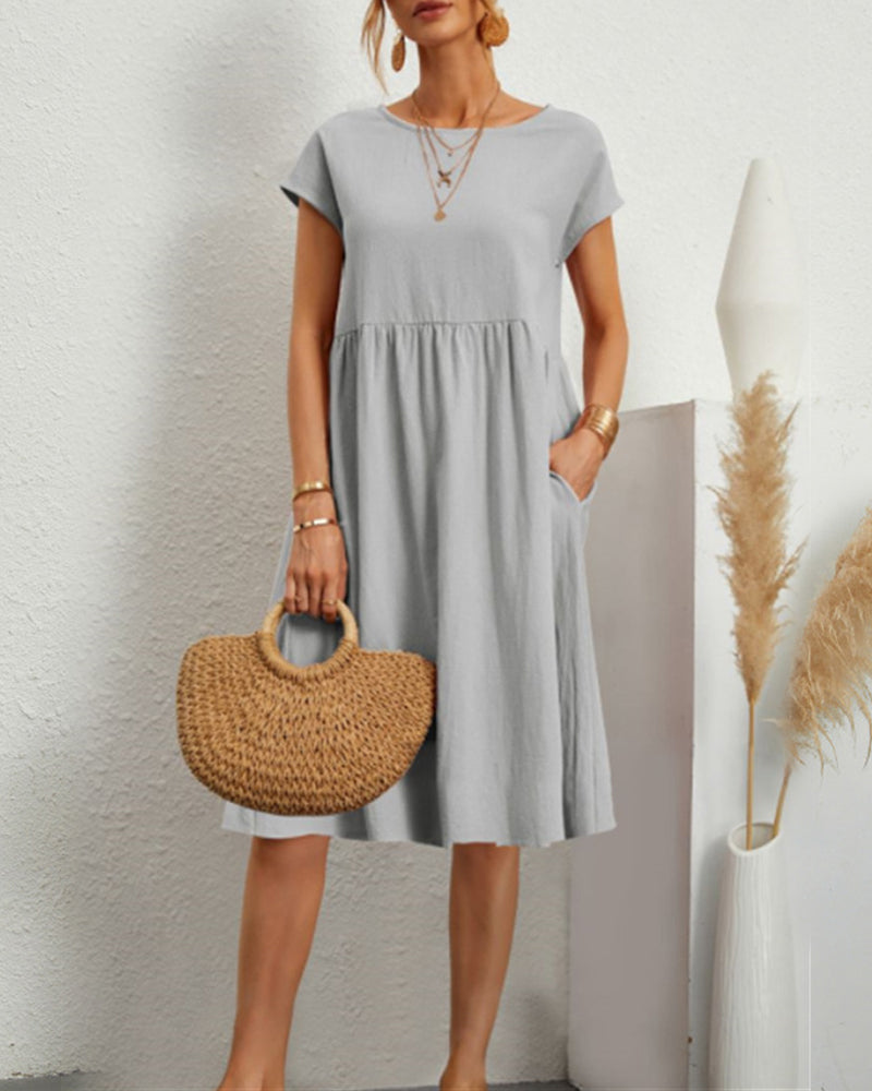 Vestido Suelto con Cuello Redondo