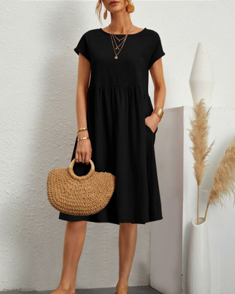 Vestido Suelto con Cuello Redondo
