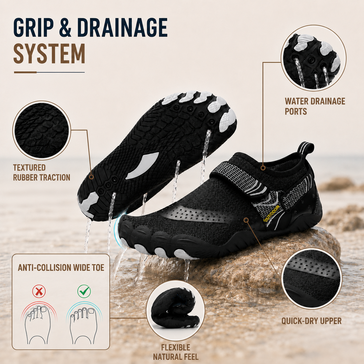Zapatillas acuáticas unisex de secado rápido