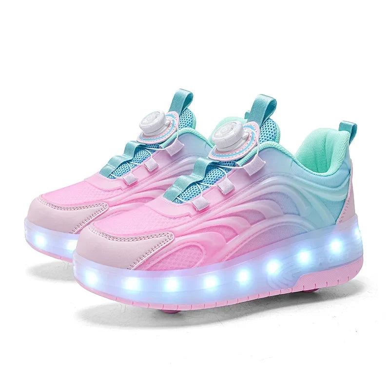 Zapatillas con ruedas y luces LED para niños – Sneakers luminosos para niños y niñas con ruedas recargables por USB