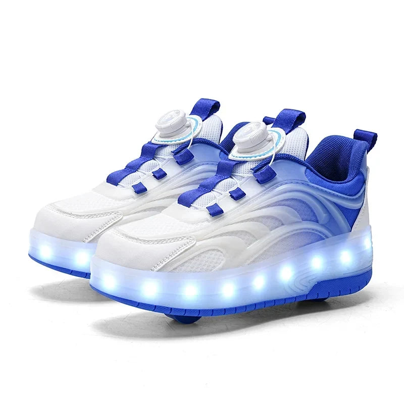 Zapatillas con ruedas y luces LED para niños – Sneakers luminosos para niños y niñas con ruedas recargables por USB