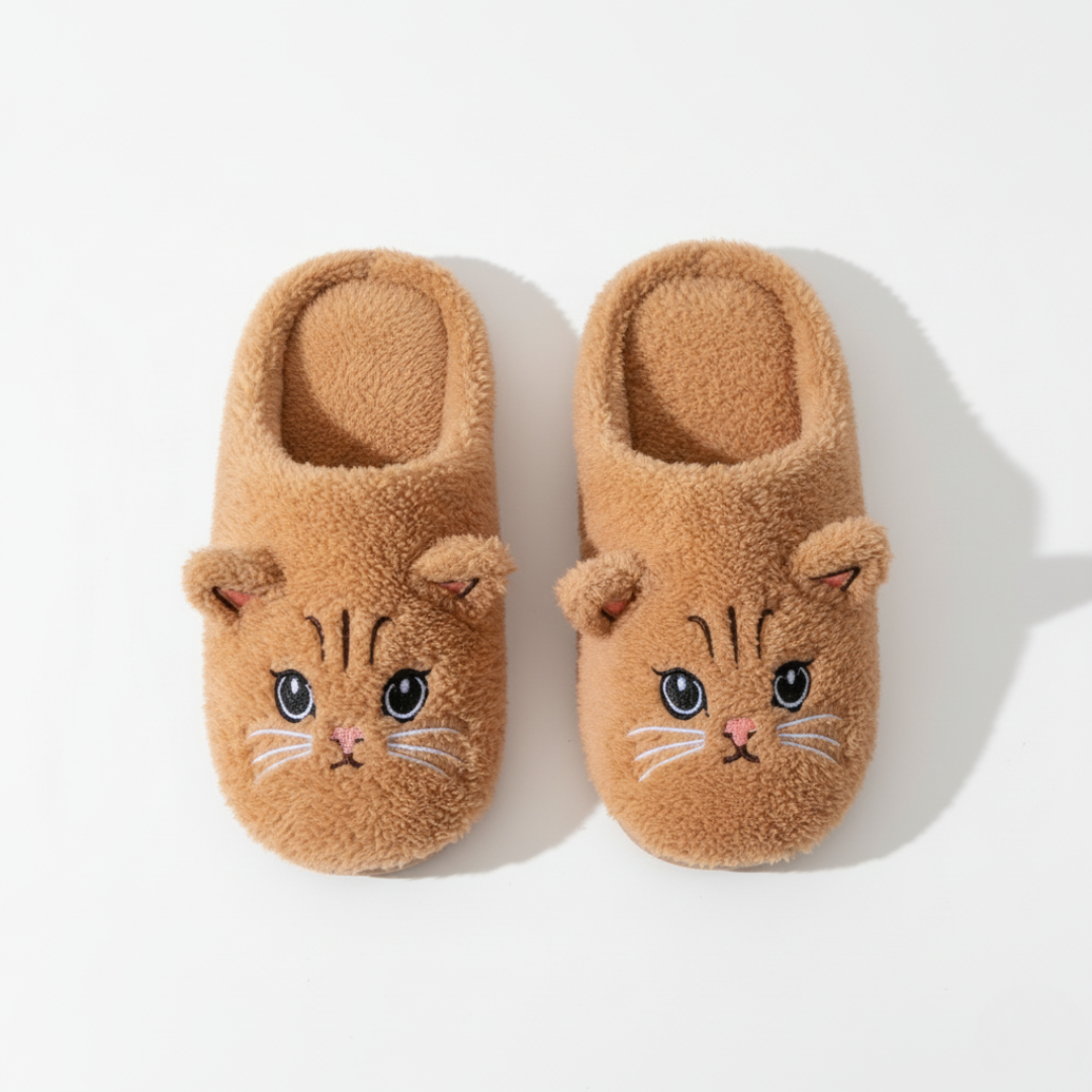 Zapatillas de casa acogedoras con diseño de bigotes