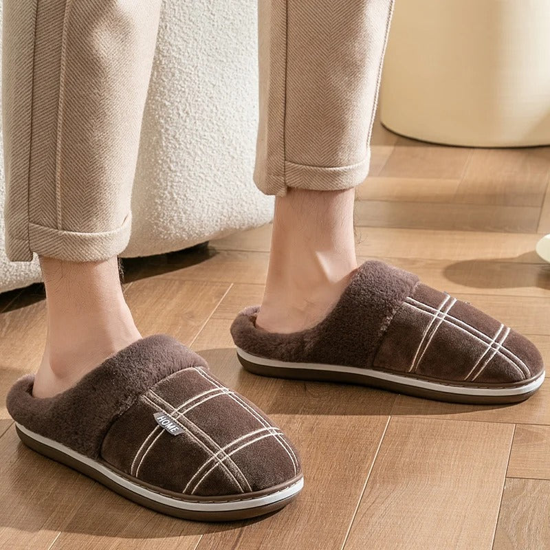 Zapatillas de casa de lona a rayas para hombre