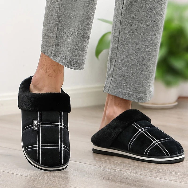Zapatillas de casa de lona a rayas para hombre