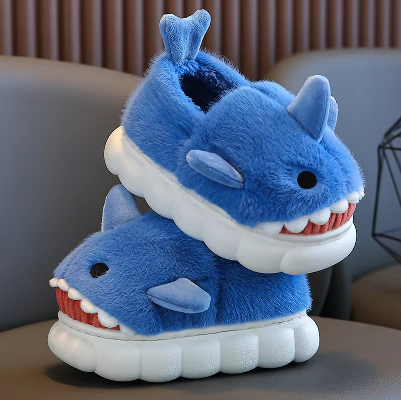 Zapatillas de estar por casa infantiles antideslizantes con diseño de tiburón