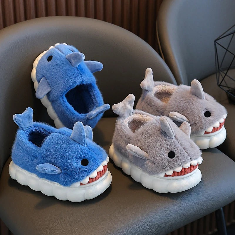 Zapatillas de estar por casa infantiles antideslizantes con diseño de tiburón