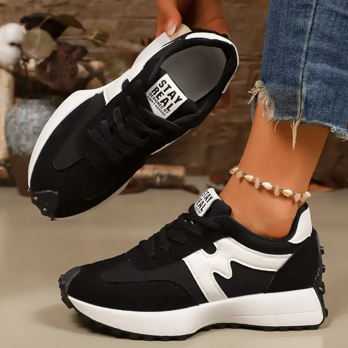 Zapatillas deportivas con plataforma a rayas para mujer