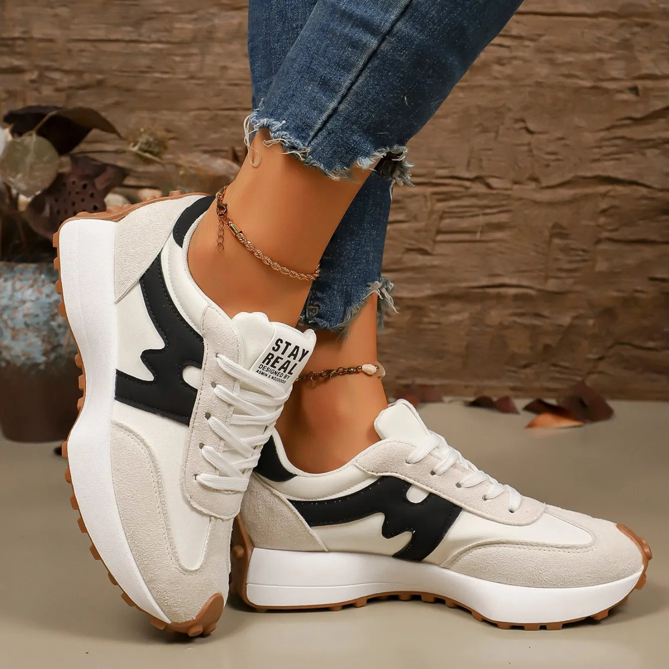 Zapatillas deportivas con plataforma a rayas para mujer