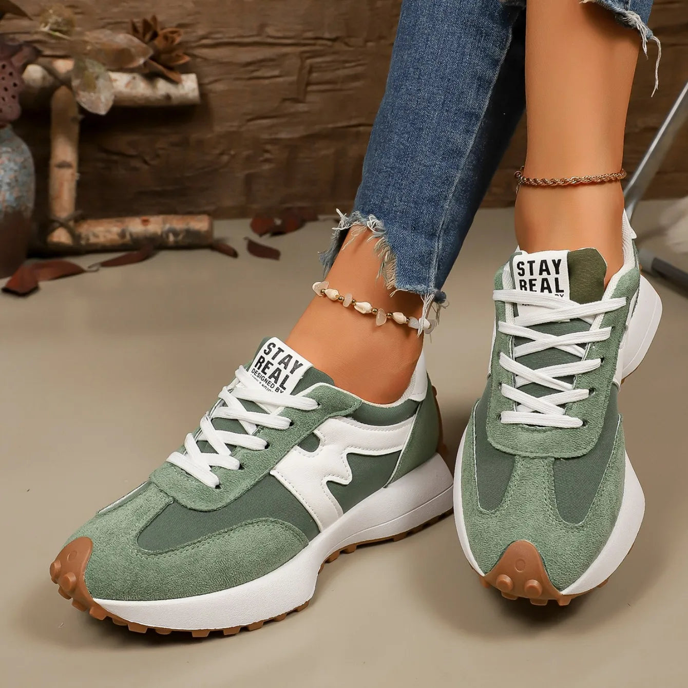 Zapatillas deportivas con plataforma a rayas para mujer