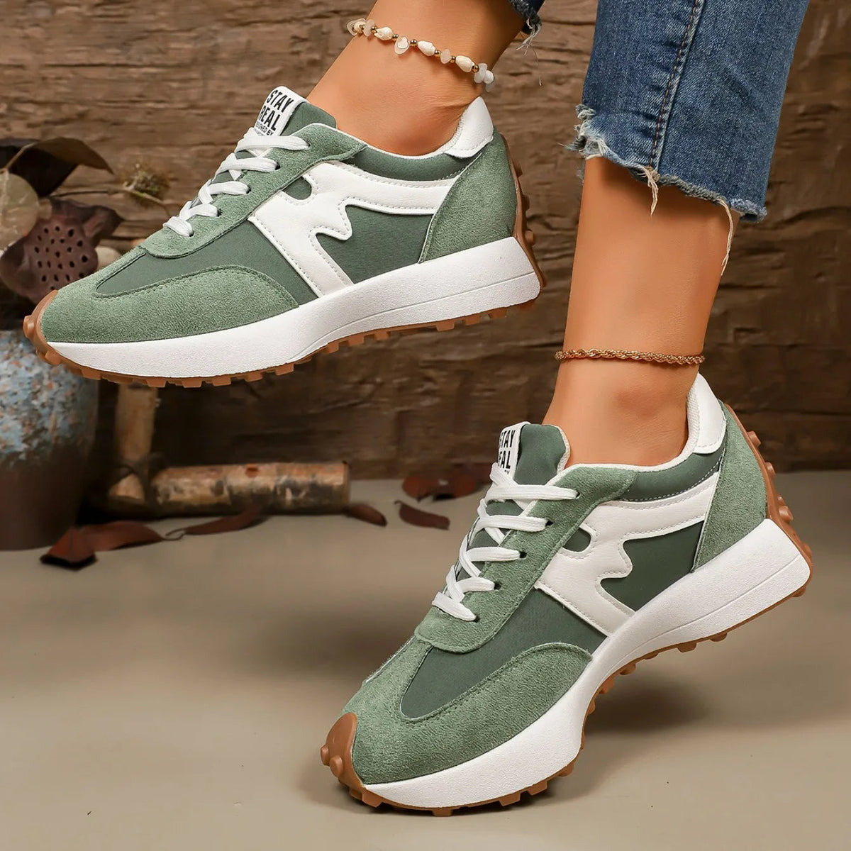 Zapatillas deportivas con plataforma a rayas para mujer