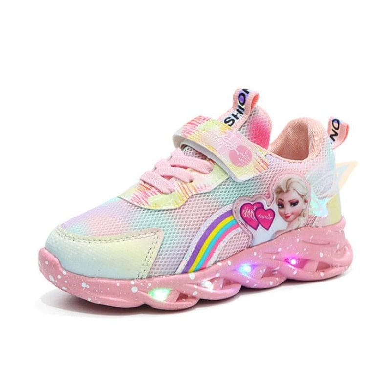 Zapatillas Deportivas Infantiles con Purpurina y Arcoíris - Calzado Infantil con Luces LED