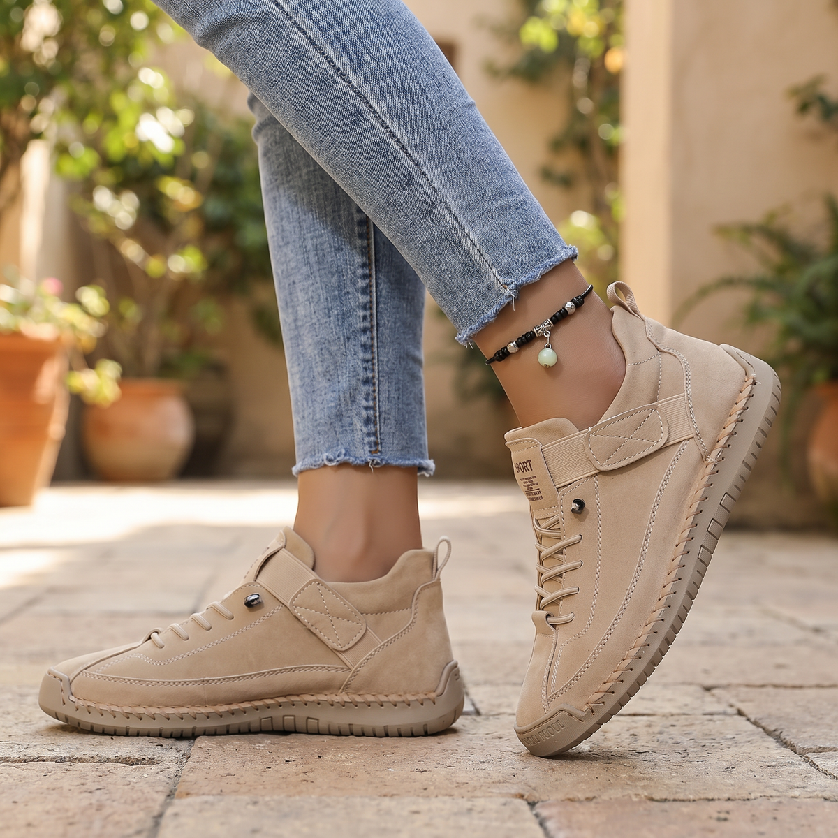 Zapatillas deportivas transpirables de textil para mujer | Calzado cómodo para pasear sin cordones