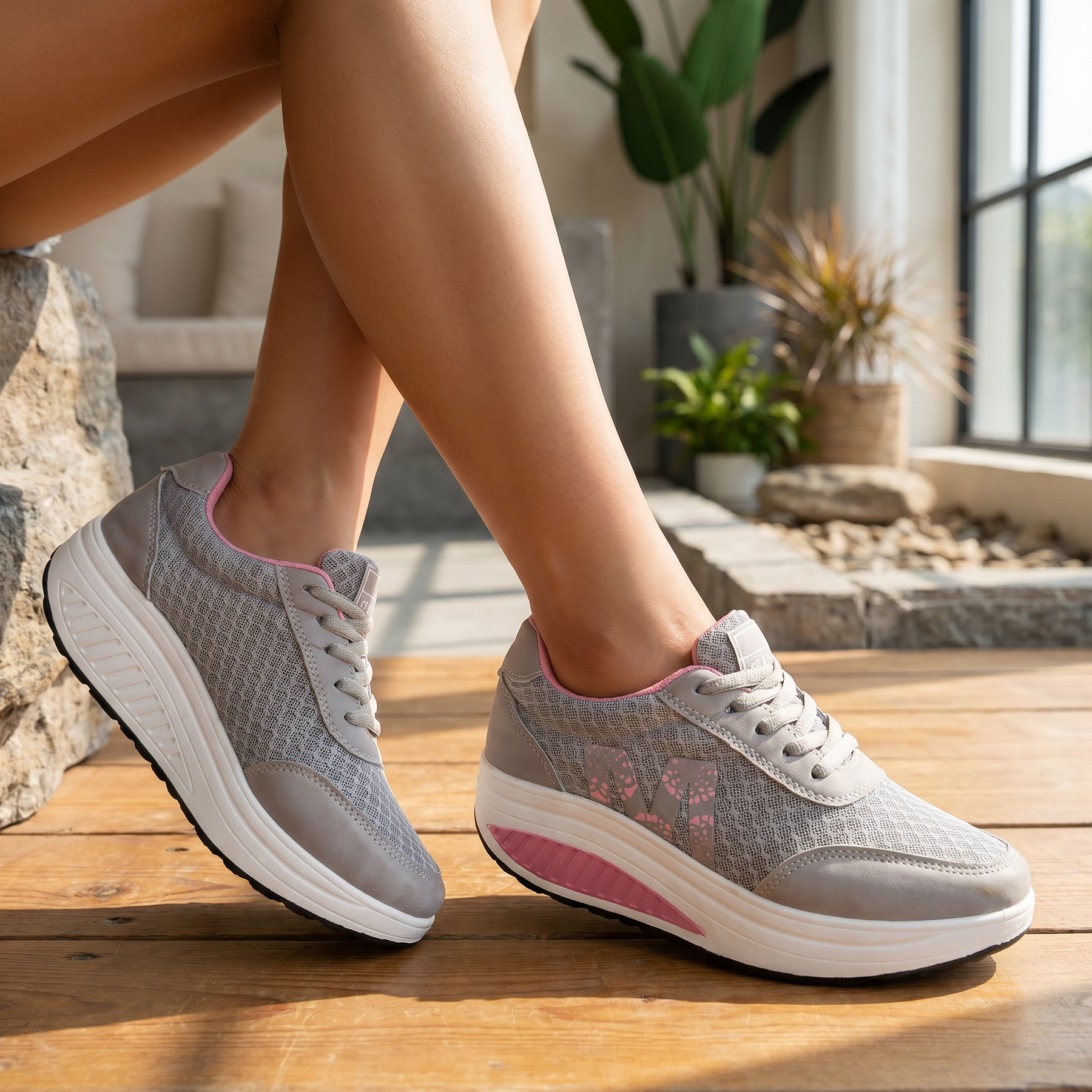 Zapatillas deportivas transpirables de textil para mujer | Cómodo calzado ortopédico para caminar