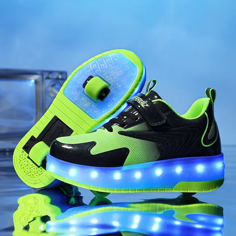 Zapatillas Infantiles con Luces LED y Ruedas – Cierre Fácil de Velcro para Juego Activo