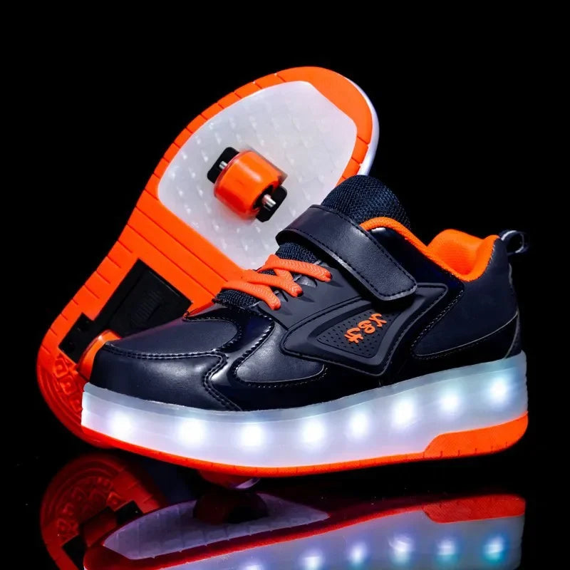 Zapatillas Infantiles con Luces LED y Ruedas – Cierre Fácil de Velcro para Juego Activo