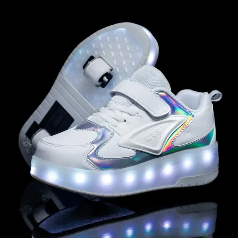 Zapatillas Infantiles con Luces LED y Ruedas – Cierre Fácil de Velcro para Juego Activo