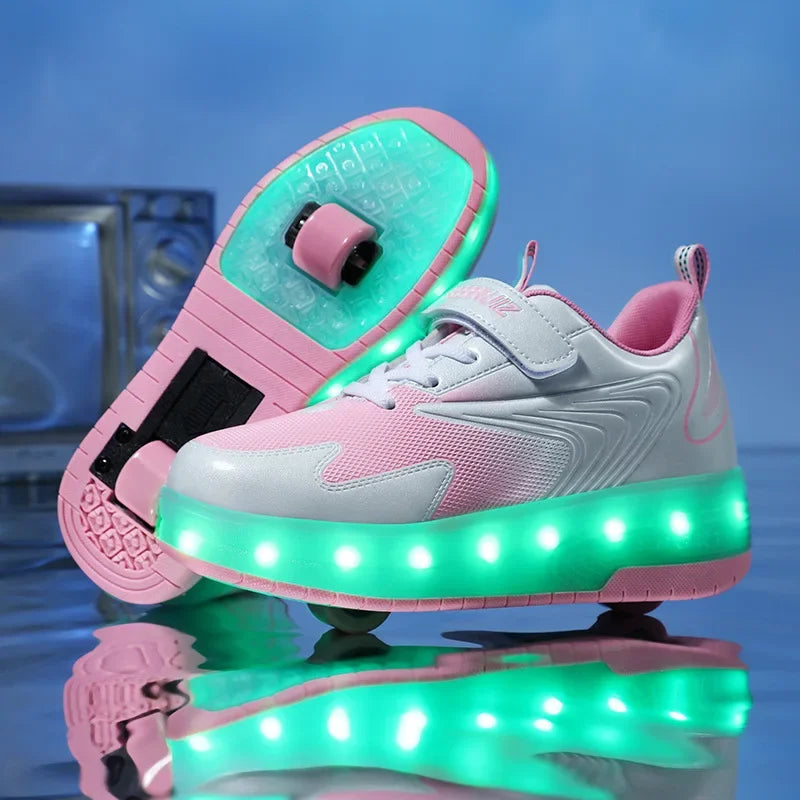 Zapatillas infantiles con ruedas y luces LED