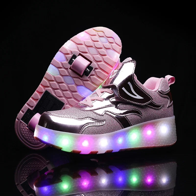 Zapatillas infantiles con ruedas y luces LED