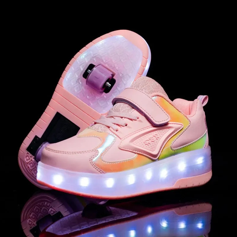 Zapatillas infantiles con ruedas y luces LED