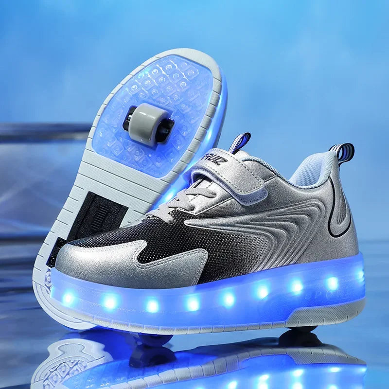 Zapatillas infantiles con ruedas y luces LED