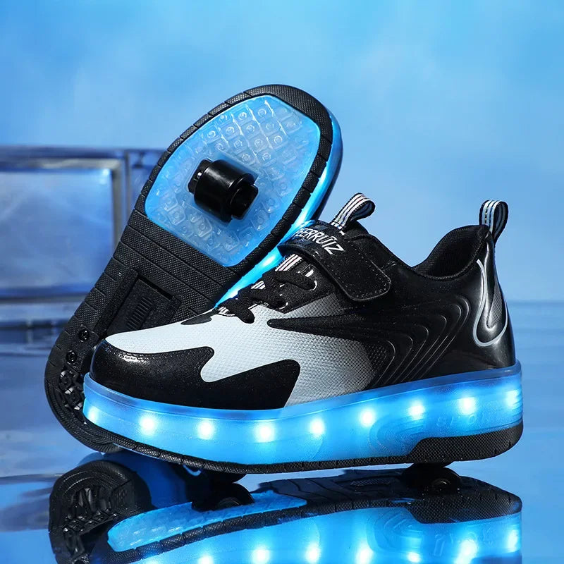 Zapatillas infantiles con ruedas y luces LED