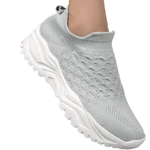 Zapatillas ortopédicas sin cordones para mujer - Naranja y blanco