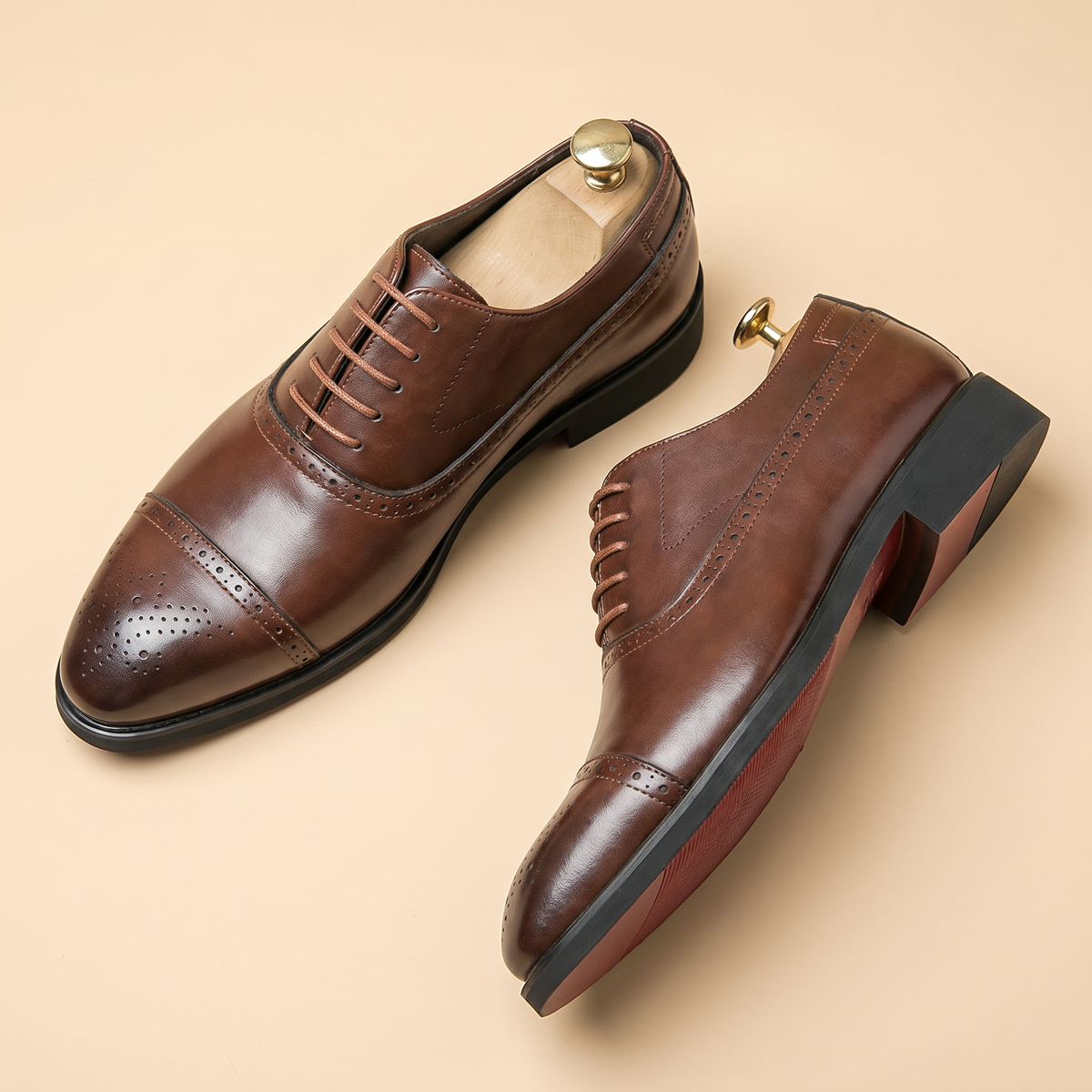 Zapatos Brogue de Piel para Hombre | Zapatos Formales con Cordones