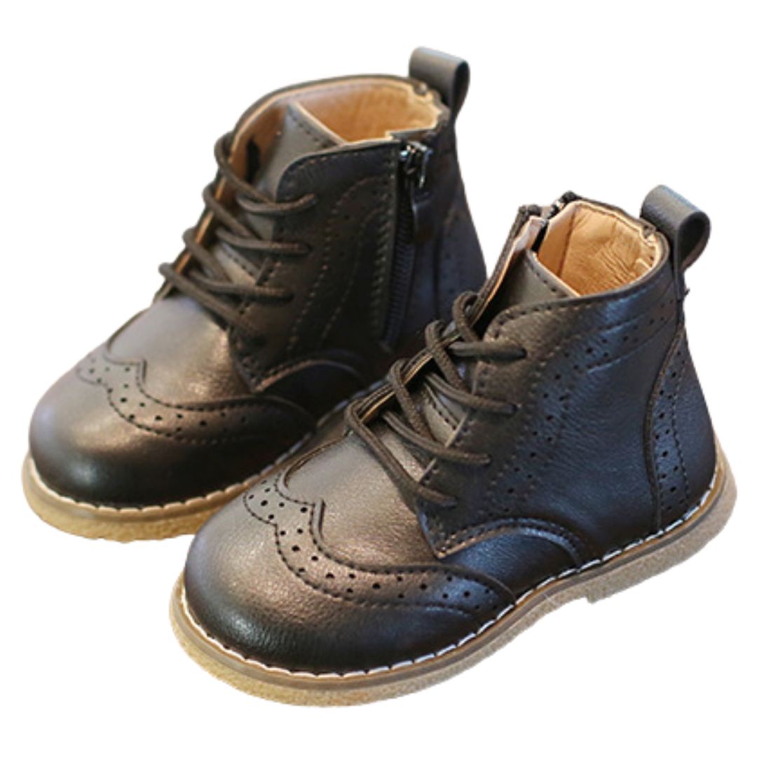 Zapatos brogue de suela blanda para primeros pasos de bebé niño