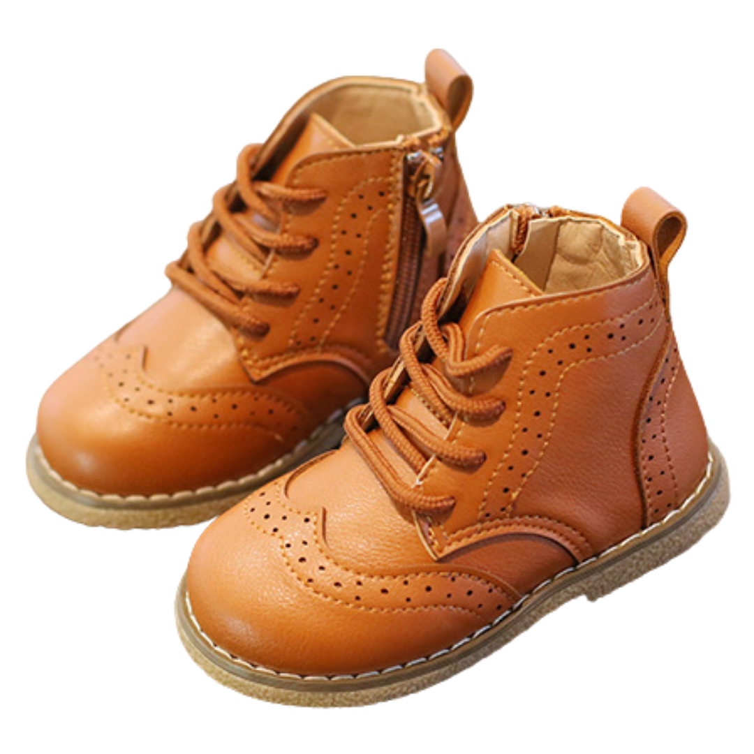 Zapatos brogue de suela blanda para primeros pasos de bebé niño