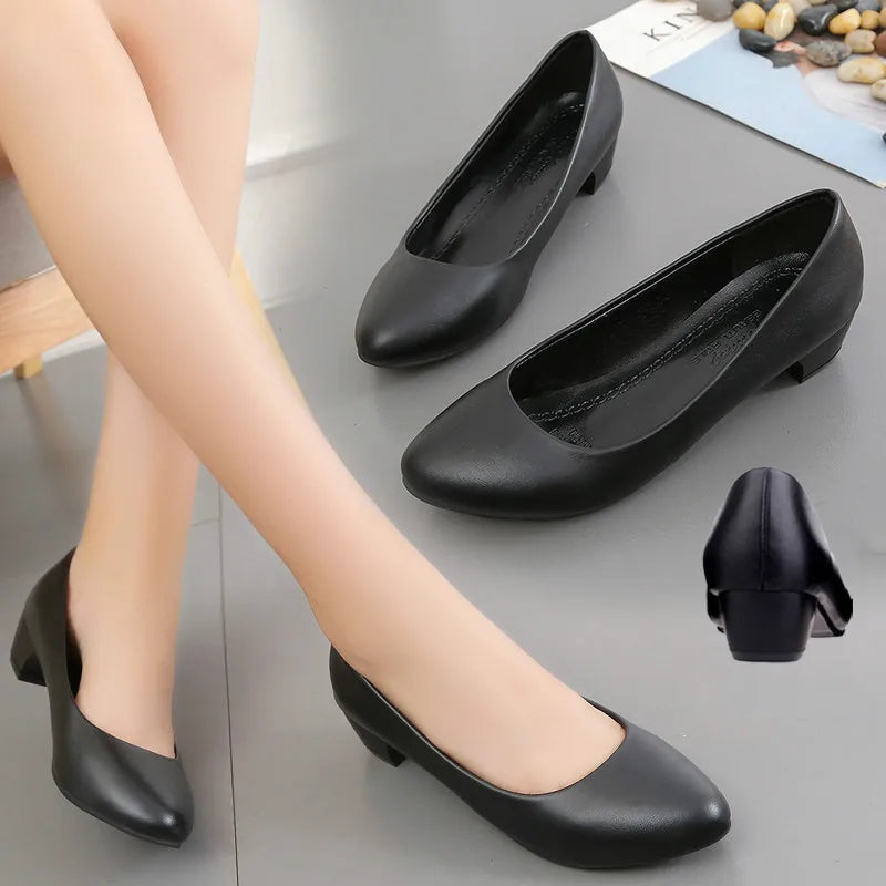 Zapatos de Tacón Ortopédicos para Mujer en Negro con Soporte Acolchado
