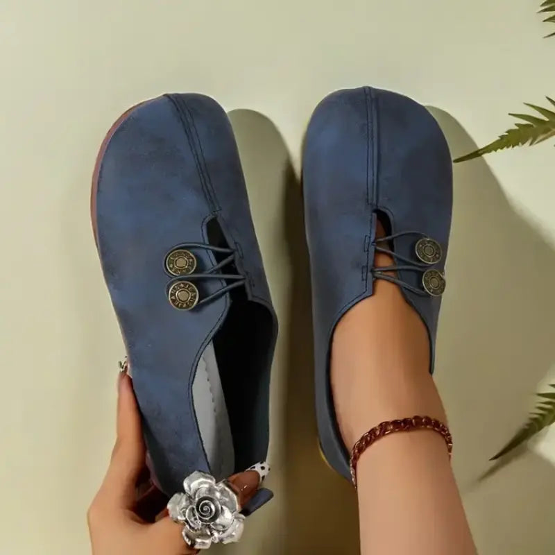 Zapatos planos elegantes y ergonómicos con puntera redonda y suela blanda