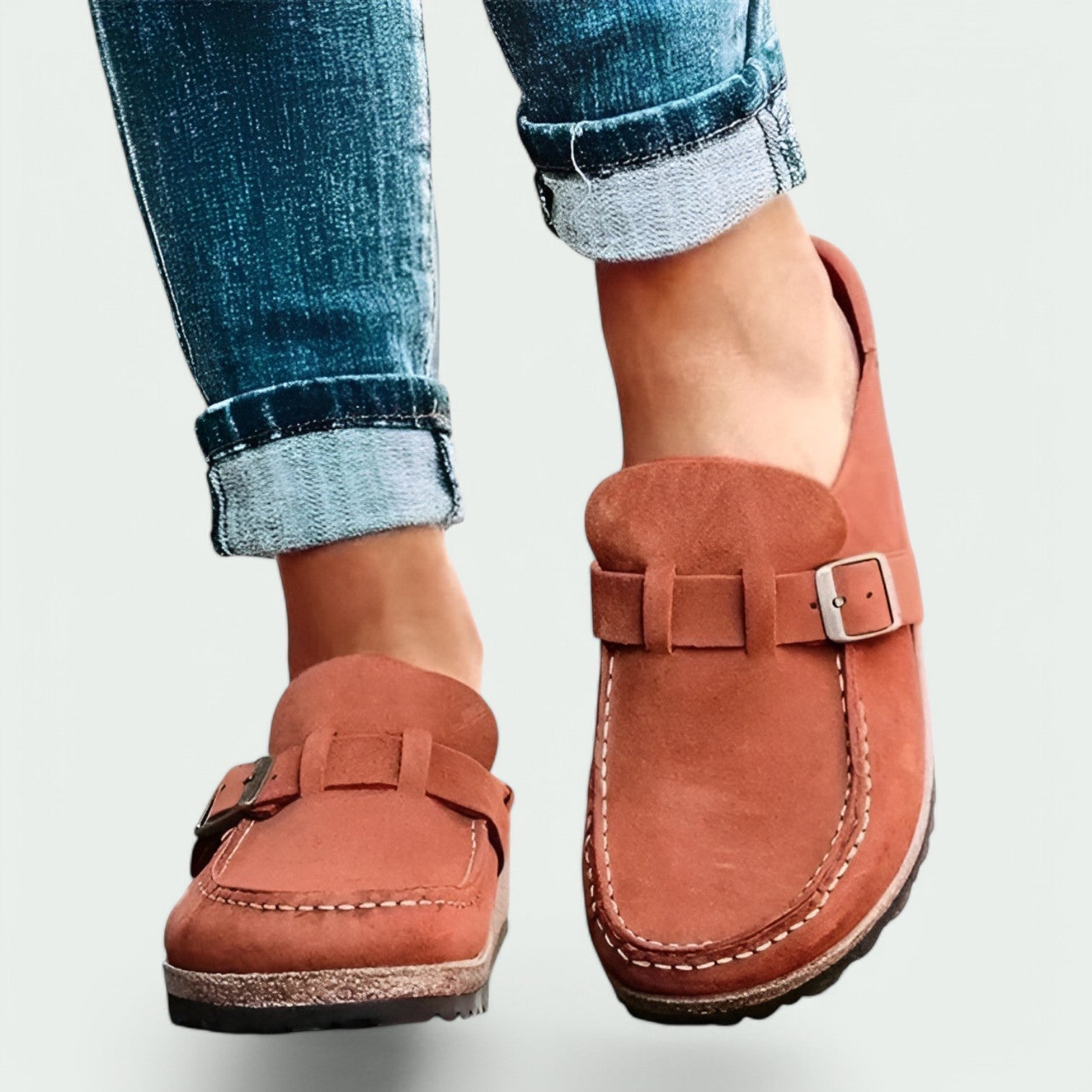 Zuecos de ante para mujer estilo retro para un uso cómodo