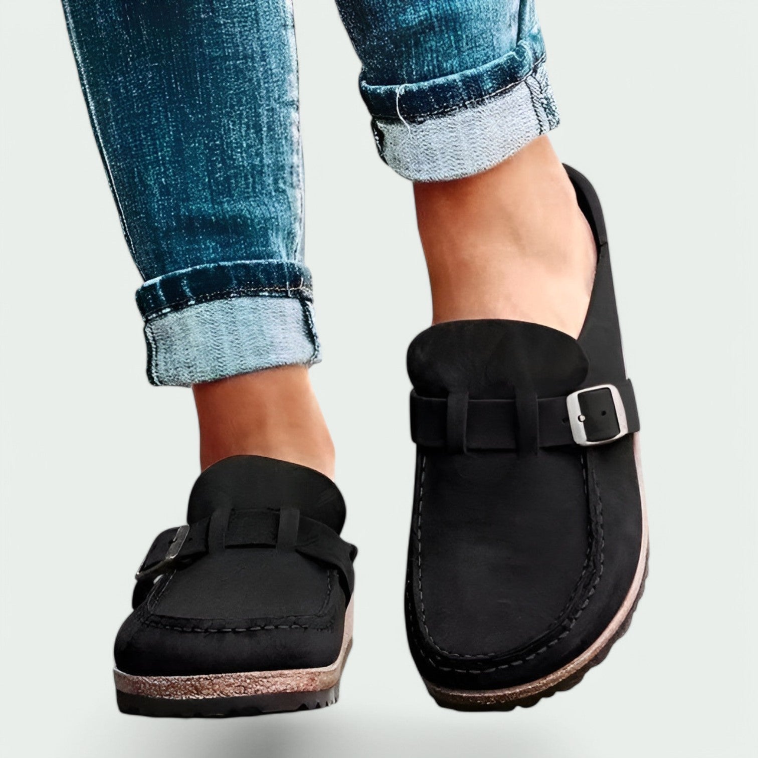 Zuecos de ante para mujer estilo retro para un uso cómodo