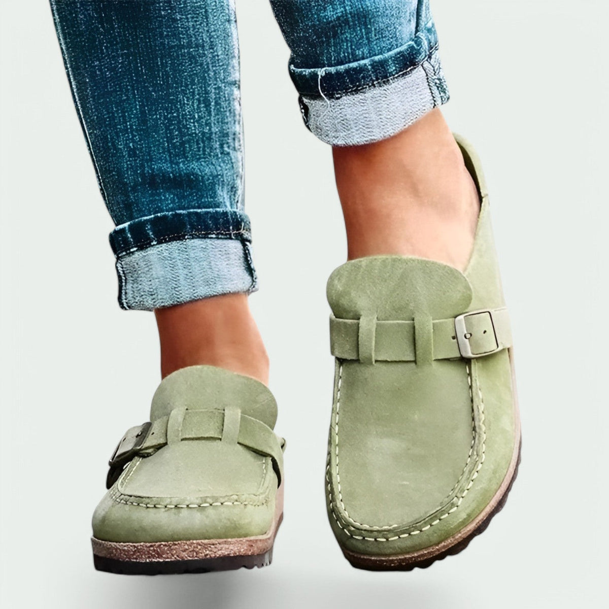 Zuecos de ante para mujer estilo retro para un uso cómodo