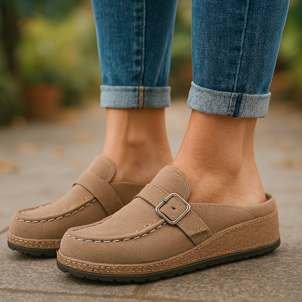 Zuecos de ante para mujer estilo retro para un uso cómodo