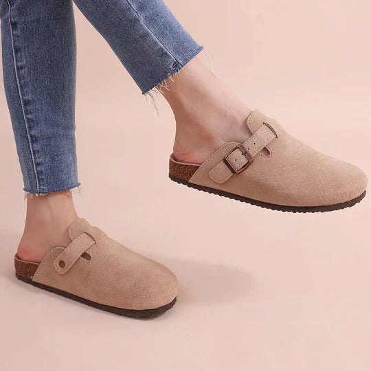 Zuecos de piel y corcho para mujer