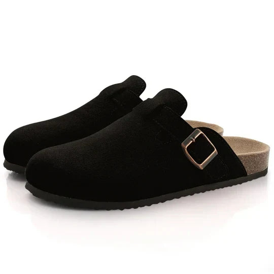 Zuecos de piel y corcho para mujer