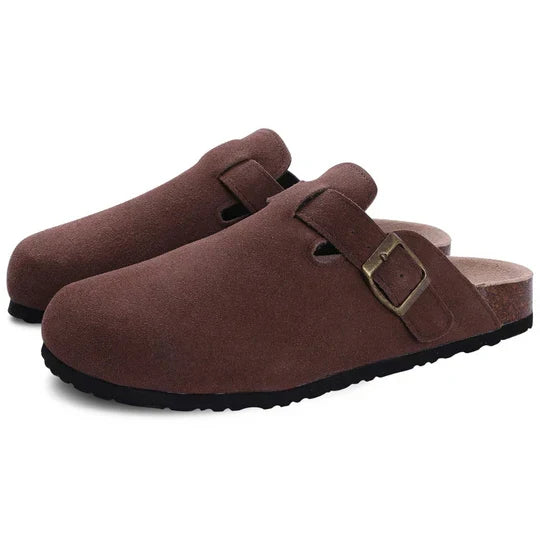 Zuecos de piel y corcho para mujer