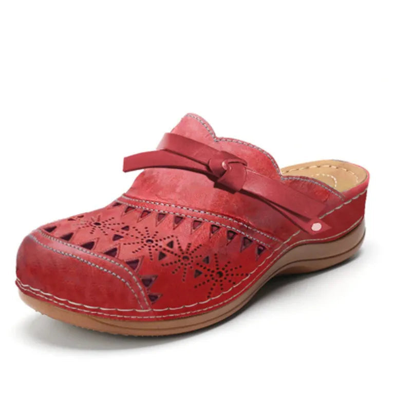 Zuecos sin cordones calados con detalle de lazo para mujer